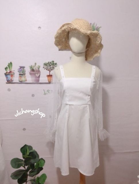 Đầm trắng dự tiệc nữ tay đính ngọc hàng loại 1 siêu xinh _(kèm ảnh thật) | BigBuy360 - bigbuy360.vn