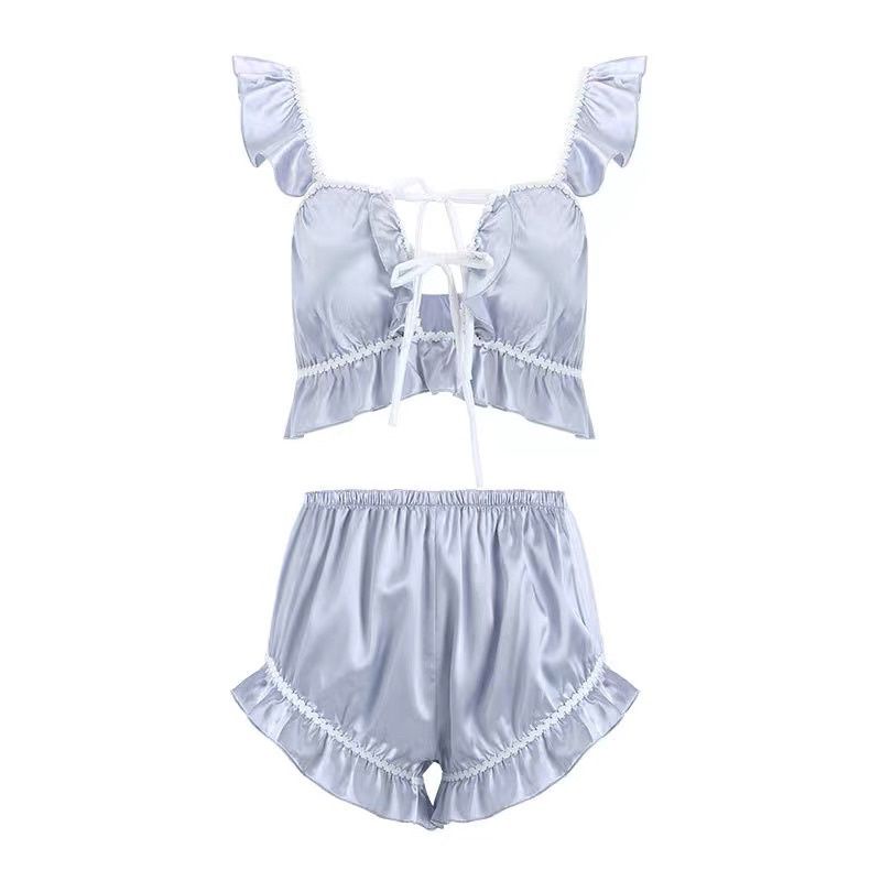 Croptop vải lụa phi bóng - set bộ đồ ngủ gợi cảm màu sắc mới lạ