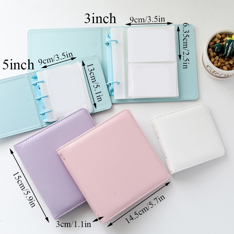 Cuốn album ảnh bìa da 3/5 Inch màu trơn phong cách đơn giản sành điệu