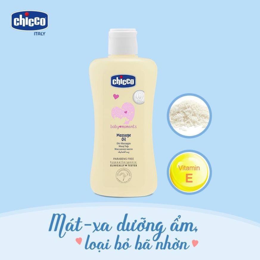 Dầu mát-xa chiết xuất cám gạo 0M+ Chicco 200ml (CHÍNH HÃNG) CHO BÉ (CO114265)