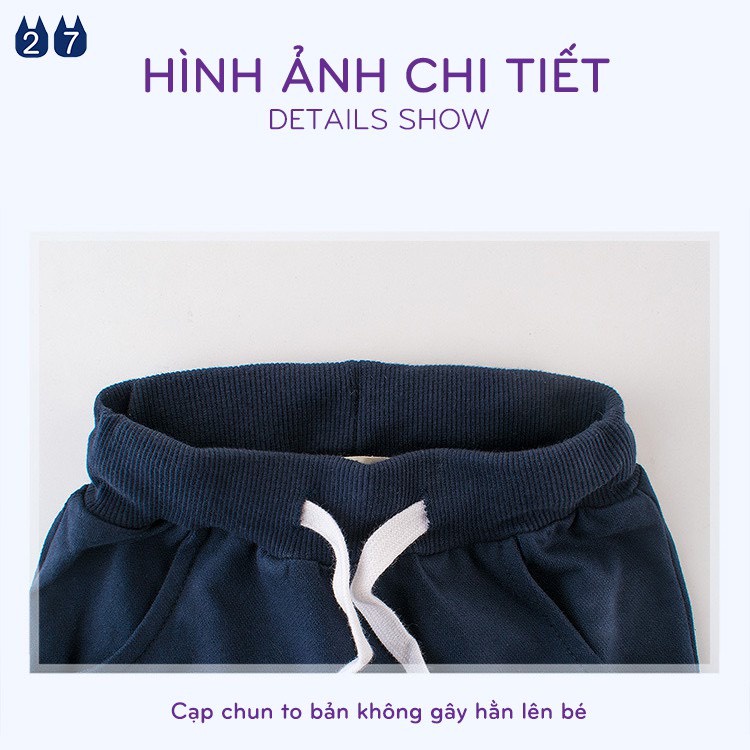 Quần short bé trai 27KIDS quần thun cho bé họa tiết thể thao chất cotton hàng xuất Âu Mỹ QATE 567