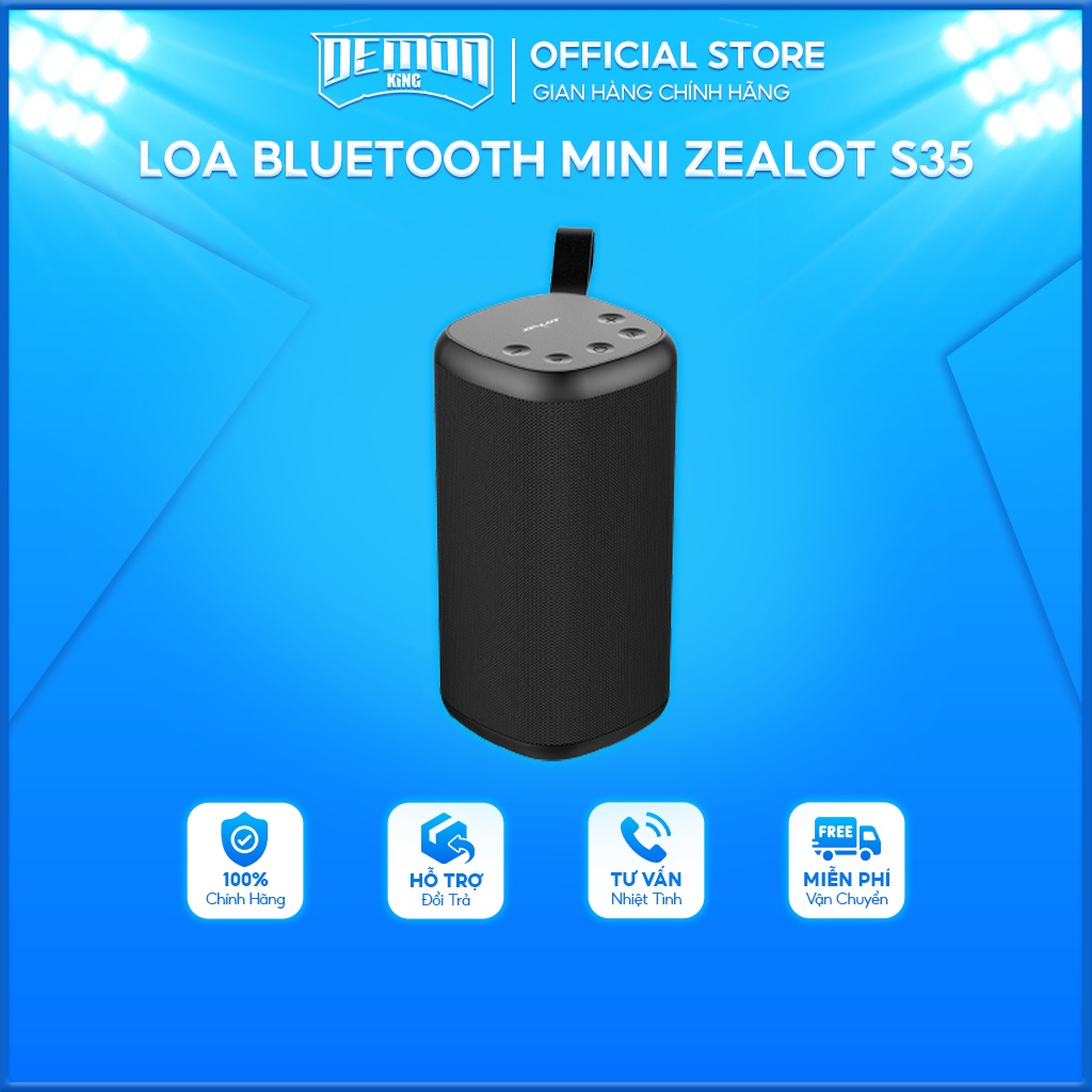 Loa bluetooth mini Zealot S35 không dây ngoài trời di động âm thanh siêu trầm kết nối bluetooth 5.0 chân đế thẻ TF