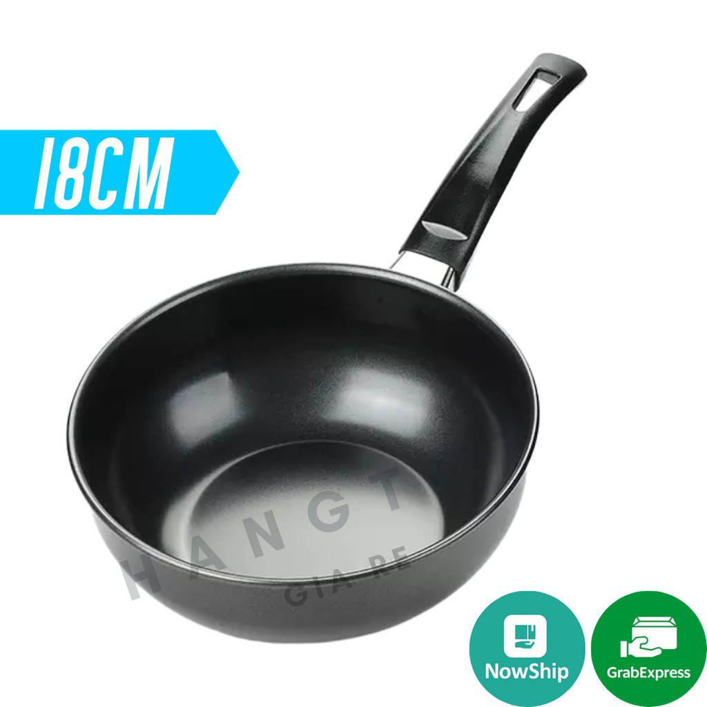 Chảo Chống Dính Sâu Lòng Size 18cm Dùng Được Cho Các Loại Bếp Như Bếp Từ, Bếp Gas, Bếp Than, Bế Củi