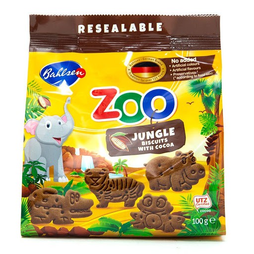 Bánh quy cacao Leibniz Zoo Jungle Animals gói 100g