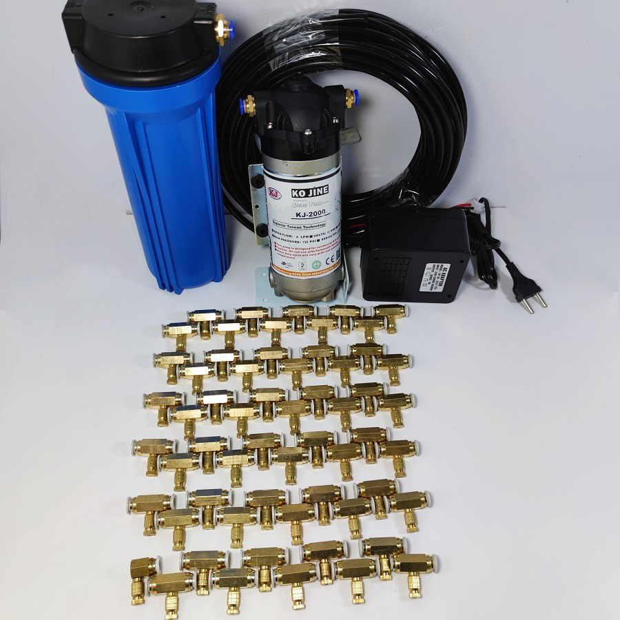 Hệ thống phun sương 60 đầu phun - Bơm Hawin KJ 2000