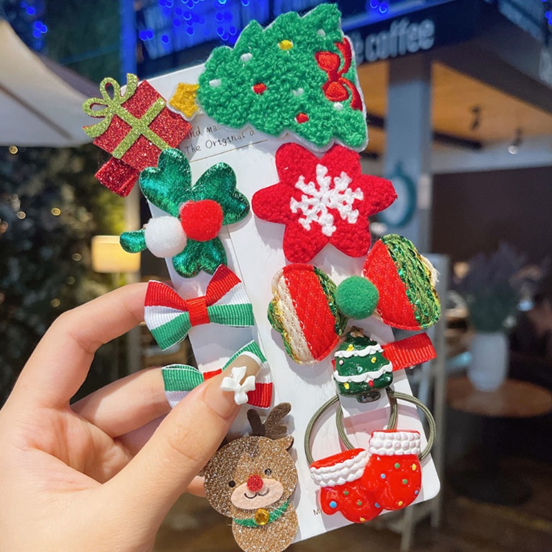 Kẹp Tóc Chống Trượt Nhiều Kiểu Dáng Họa Tiết Giáng Sinh Dễ Thương Cho Bé Gái