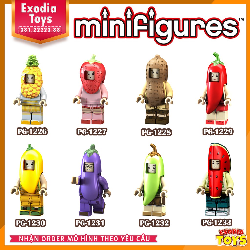Xếp hình Minifigure nhân vật hóa trang hoa quả ngộ nghĩnh - Đồ Chơi Lắp Ghép Sáng Tạo - POGO PG8113