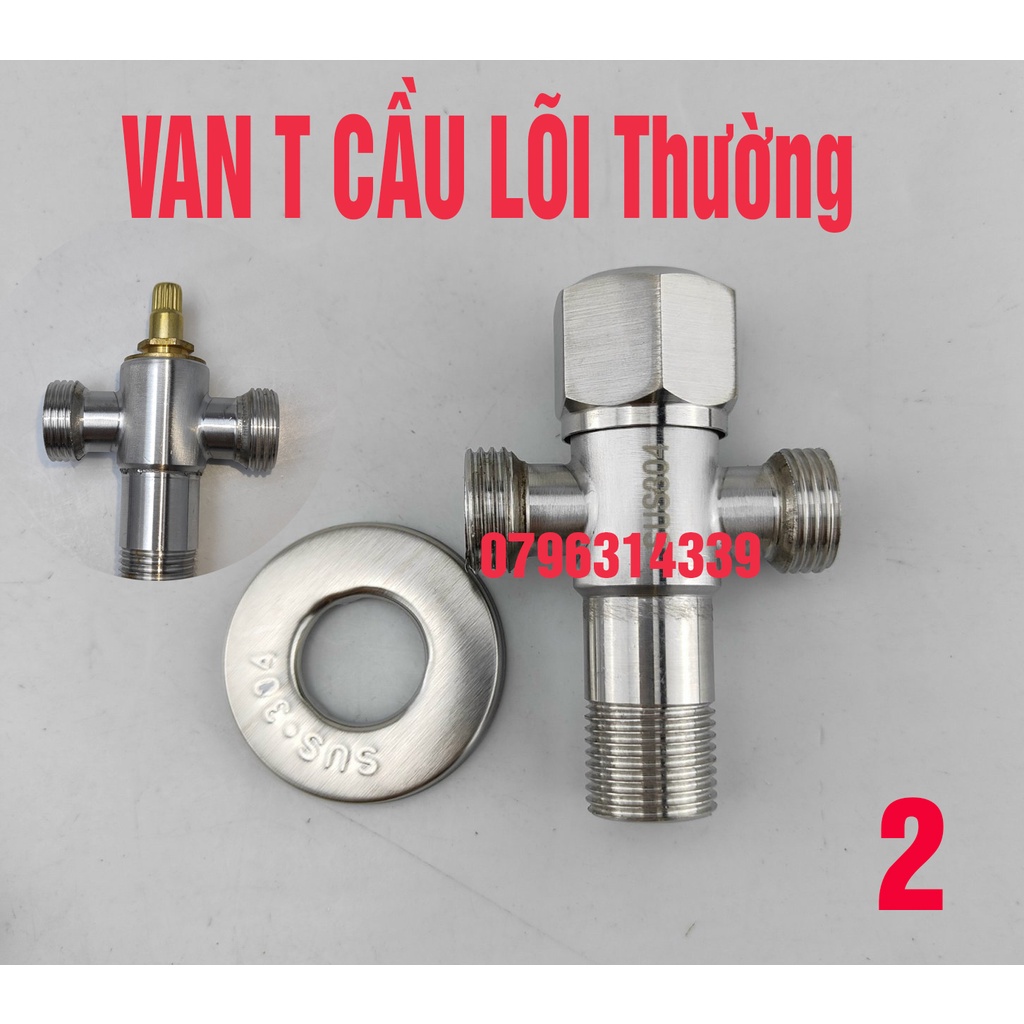 Van t cầu 304 T cầu inox - T cầu có khóa SUS 304,Chia Nước cho vòi xịt vệ sinh NK25