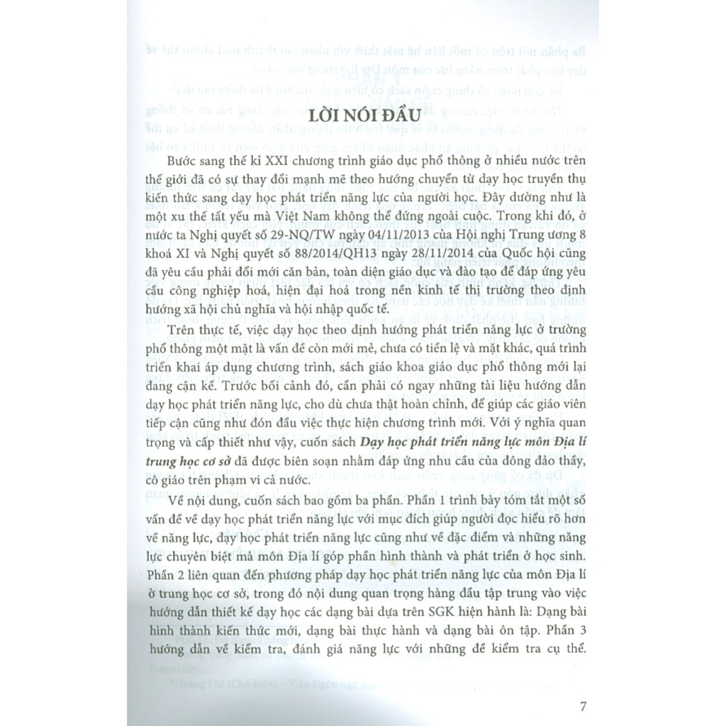 Sách - Dạy Học Phát Triển Năng Lực Môn Địa Lí Trung Học Cơ Sở
