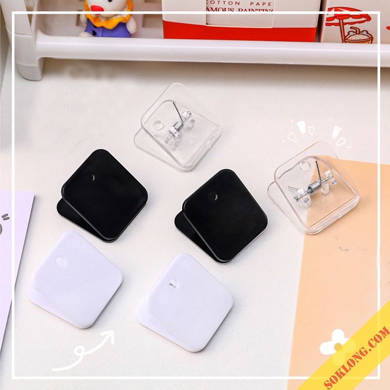 Kẹp giấy hình vuông K69 Kẹp bướm mini kẹp tài liệu màu đen/ trắng/ trong suốt