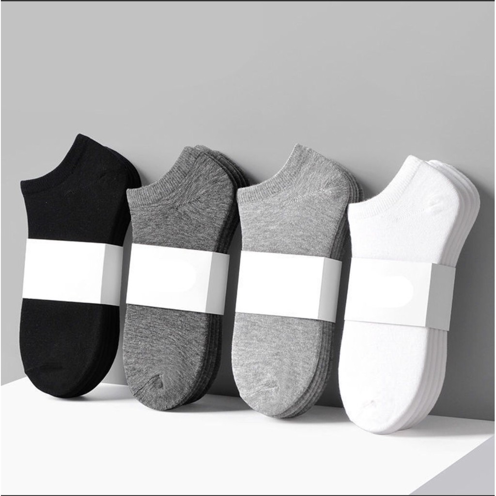 Tất lười nam basic đen trắng Jengiang - Vớ cổ nam nữ mỏng nhẹ cotton thoáng mát