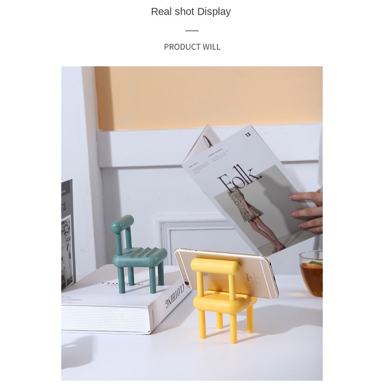 Ghế Đẩu Mini Để Bàn Kiêm Giá Đỡ Điện Thoại Họa Tiết Hoạt Hình Đơn Giản Sáng Tạo