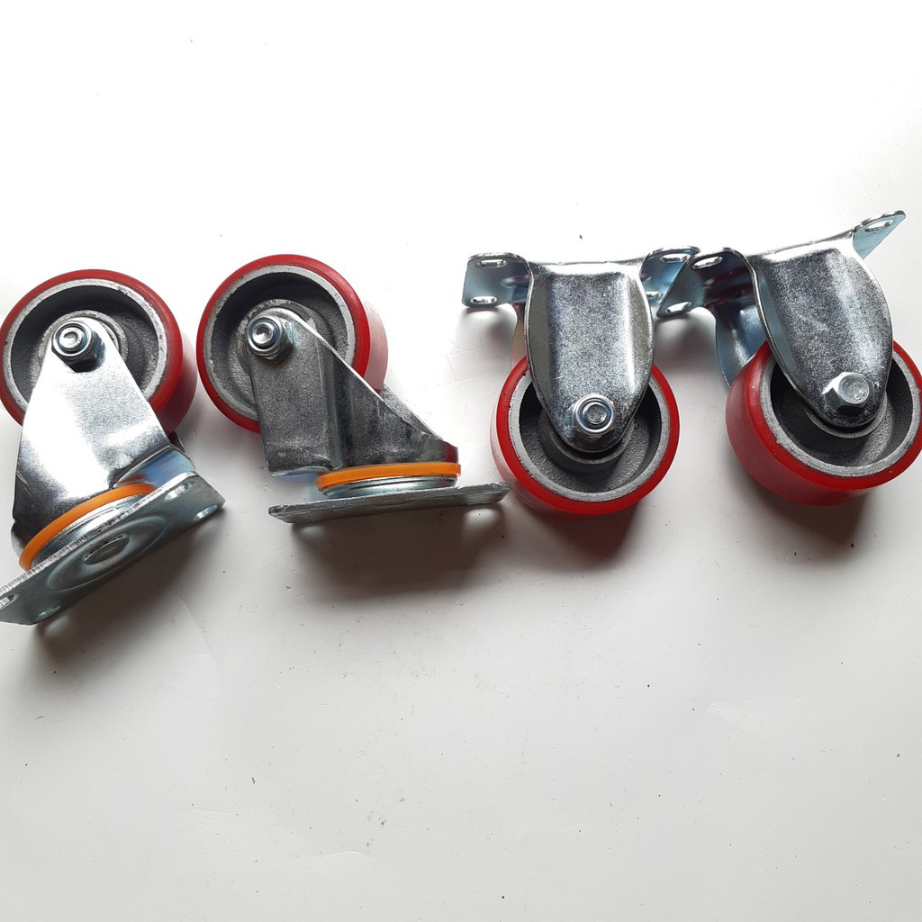 Bộ 4 Bánh xe đẩy Lõi Gang SIKU-PU 75x35mm - MITUHOME - Dùng thay thế xe kéo hàng 4 bánh