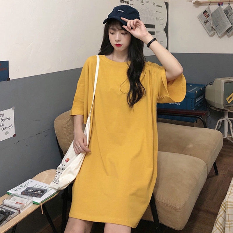 Yuanda Hàng Có Sẵn [Hàng Có Sẵn] Đầm Ngủ Pajama Màu Xanh Navy Dáng Rộng Tay Ngắn Thời Trang Mùa Hè Cho Nữ Sinh Và Học Sinh