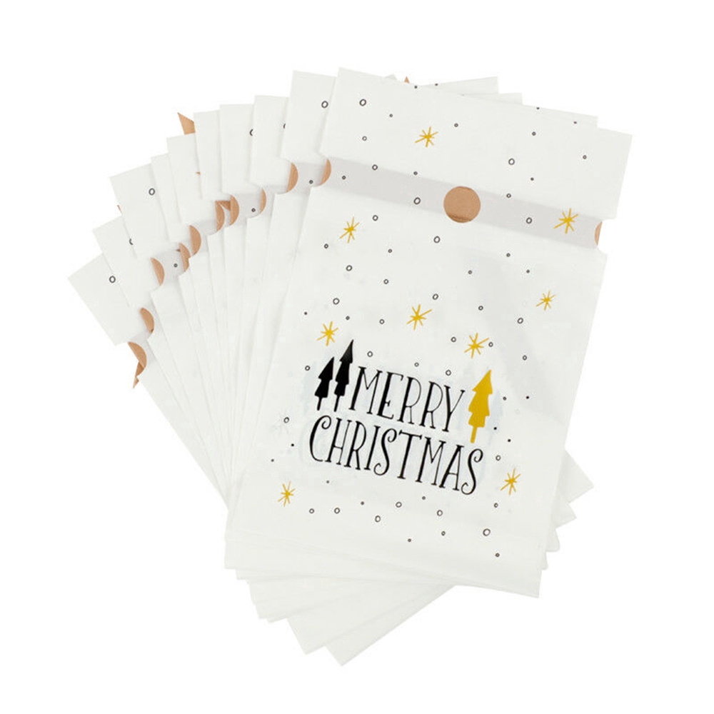 Set 10 túi nhựa đựng quà tặng/bánh quy cho dịp Giáng sinh xinh xắn