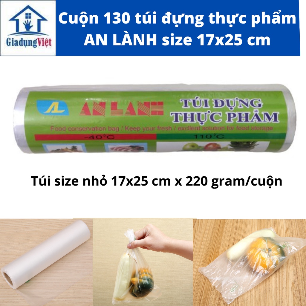 Cuộn 200 túi đựng thực phẩm An Lành kích thước 17x25cm