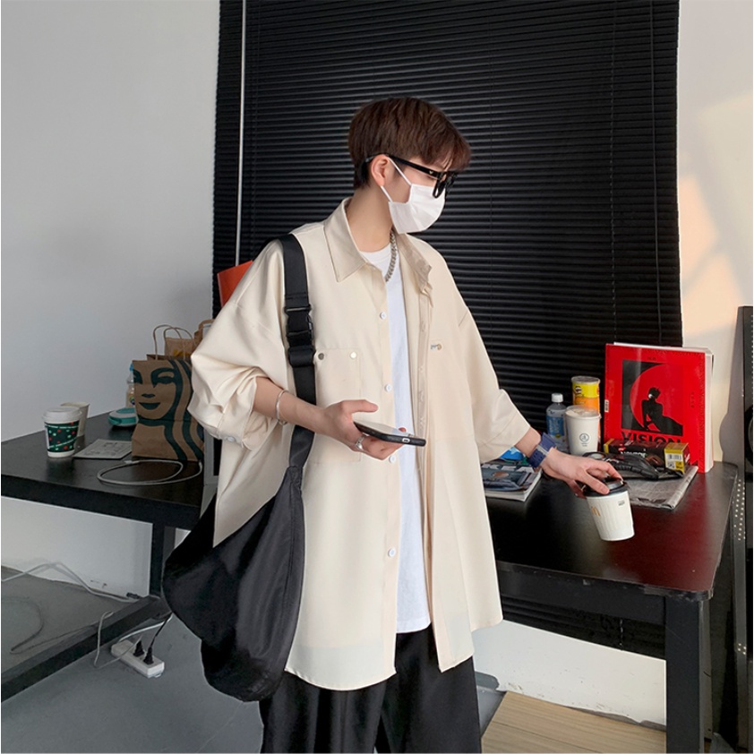 Áo sơ mi from rộng thời trang sơ mi nữ form rộng phong cách Hàn Quốc áo sơ mi nam sơ mi nữ tiếng Nhật áo sơ mi cộc tay nam