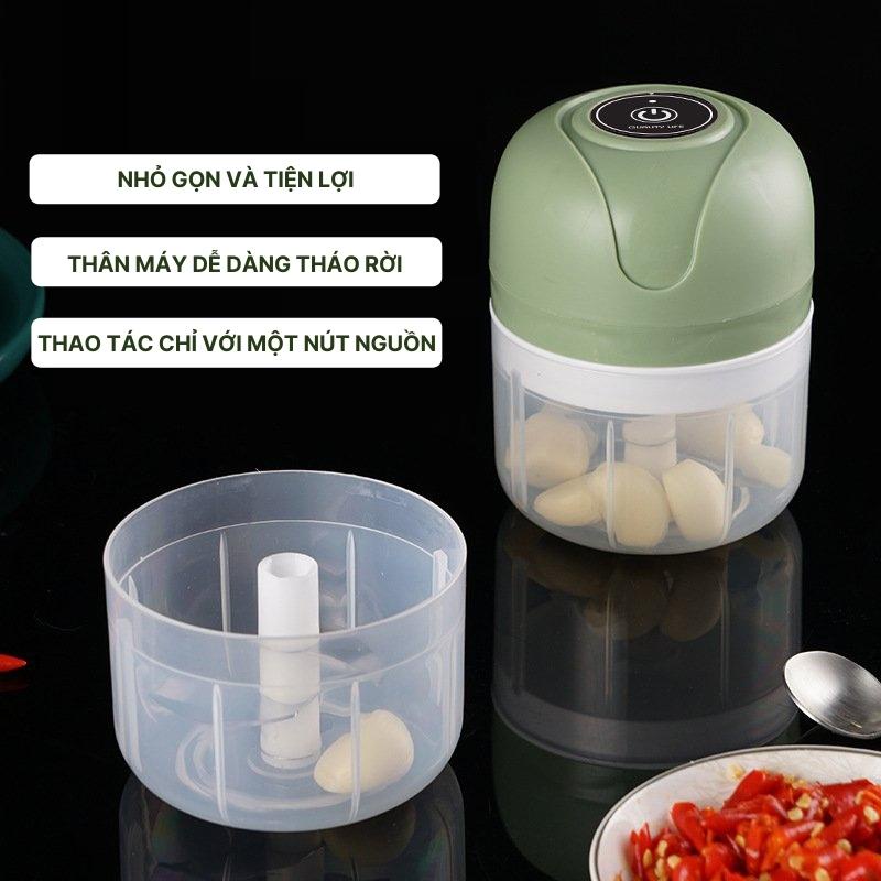 Máy Xay Tỏi Ớt Mini Cầm Tay 3 Lưỡi Dao Dung Tích 250Ml Siêu Tiện Lợi