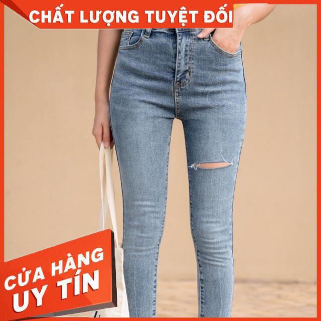 QUẦN SKINNY JEANS LƯNG CAO RÁCH CẮT- hình thật ảnh bìa | BigBuy360 - bigbuy360.vn