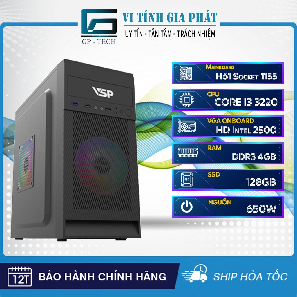 Máy Văn Phòng PC Core i3 ổ SSD boot Win cực nhanh, học tập, giải trí, lướt net, xem phim vi vu