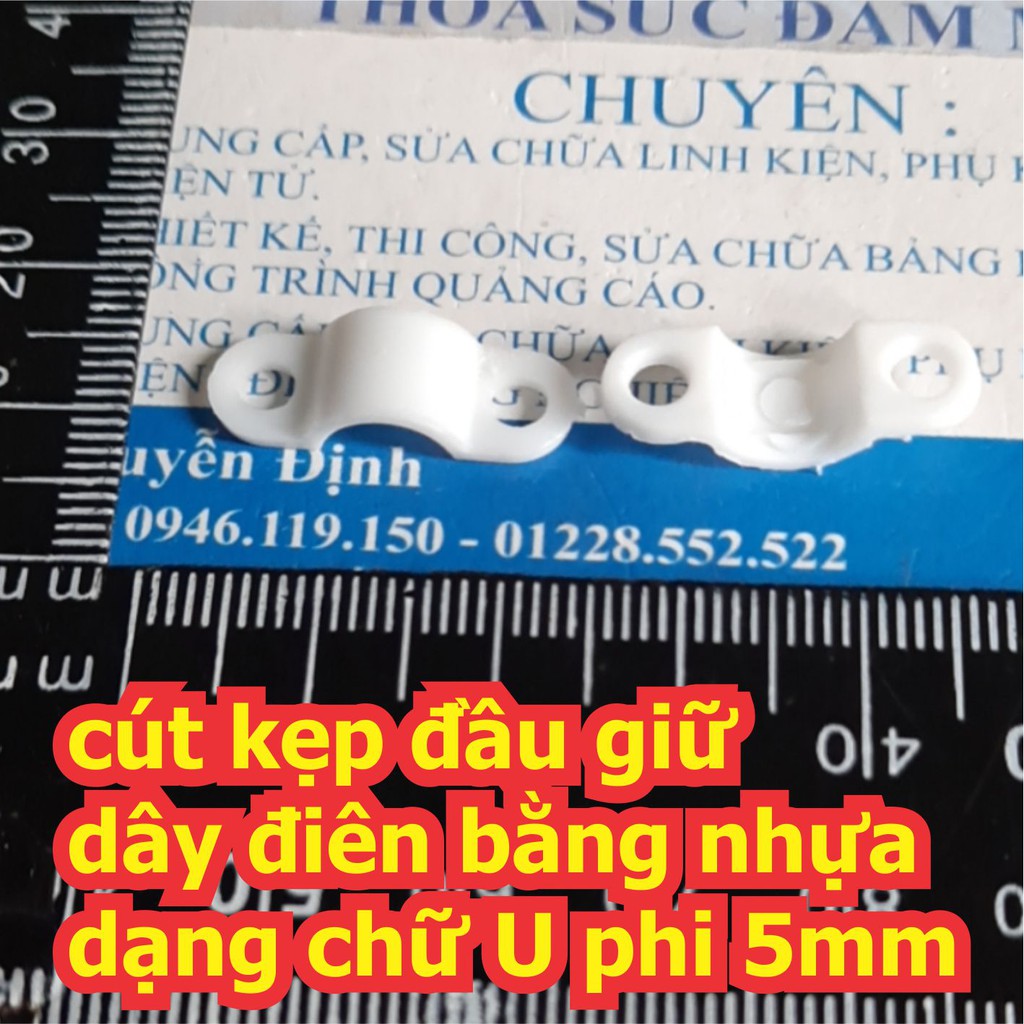 [Mã ELFLASH3 hoàn 10K xu đơn 20K] 100 cái cút kẹp đầu giữ dây điên bằng nhựa dạng chữ U phi 5mm, màu trắng / đen kde7001