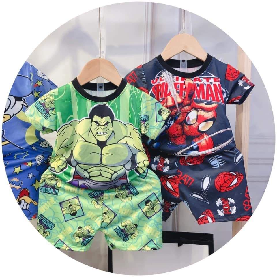 [Xả kho] Bộ Hulk, người nhện, minion, mickey hoạt hình siêu dễ thương cho bé từ 8kg đến 17kg