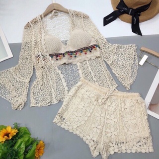 Set len đi biển, set ren đi biển