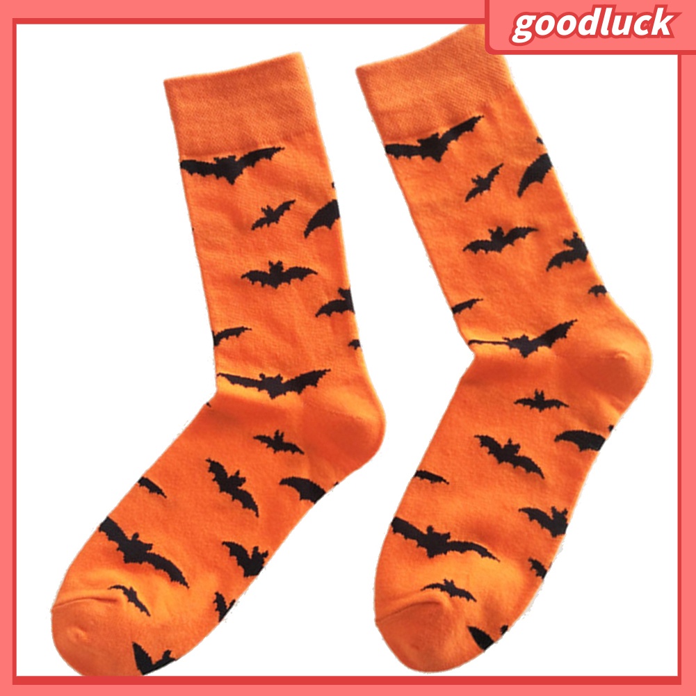 &lt; Golu &gt; Vớ Cotton Thoáng Khí In Hình Bí Ngô Dơi Bí Ngô Halloween Cho Nam