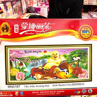 Tranh thêu chữ thập phật di lạc khổ lớn 200*90cm thêu kín
