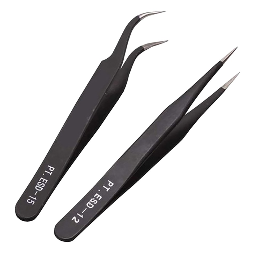 Set 2 Nhíp Gắp Đá / Phụ Kiện Làm Móng Nghệ Thuật Đầu Cong Và Đầu Thẳng Tiện Dụng