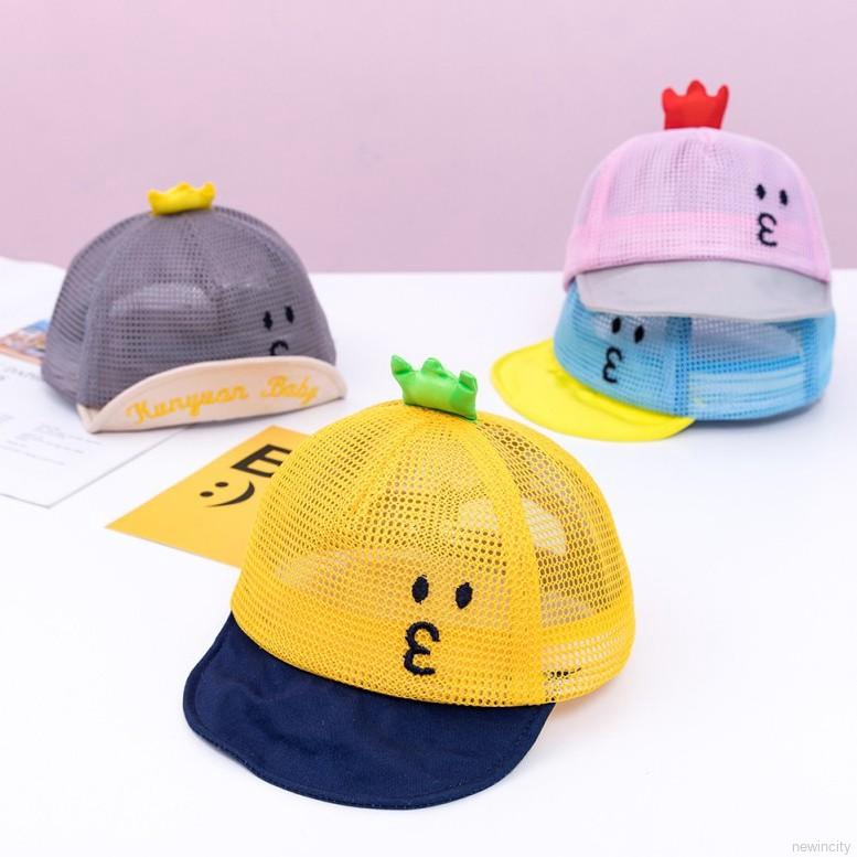 Nón lưỡi trai phối lưới in họa tiết hoạt hình phong cách Hàn Quốc cho bé