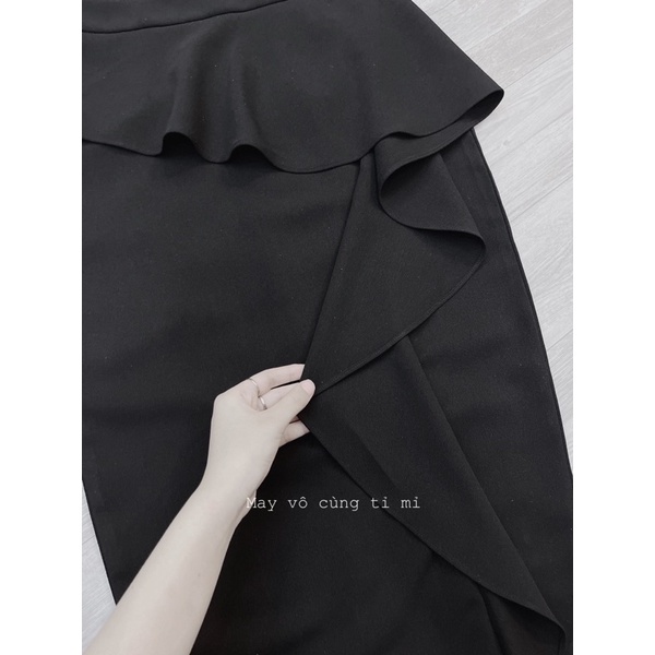Chân váy công sở  midi bút chì cách điệu vạt bèo huyen hip