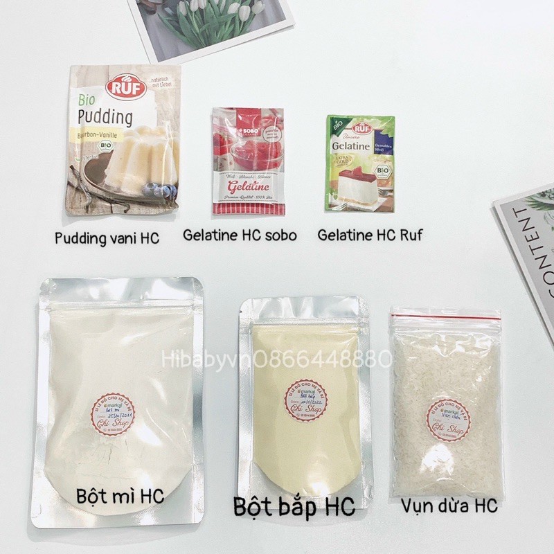 Gelatin/Pudding/Agar/Men Nở/Bột nở/ Vani Hữu Cơ RUF