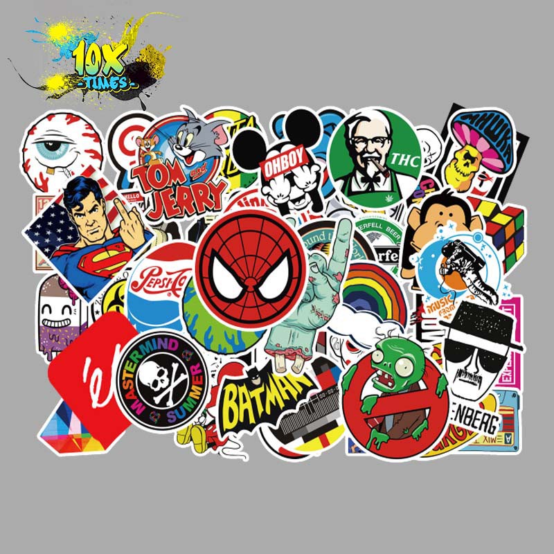 set 50 sticker mix các thương hiệu dán máy tính, điện thoại,lap top, sticker dán mũ bảo hiểm, valy phong cách