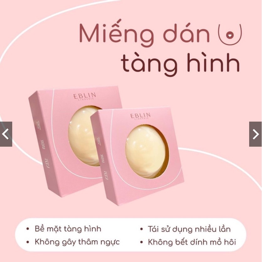 Miếng dán ngực silicon nhiệt tự thân EBLIN dán ti siêu mỏng ôm khít