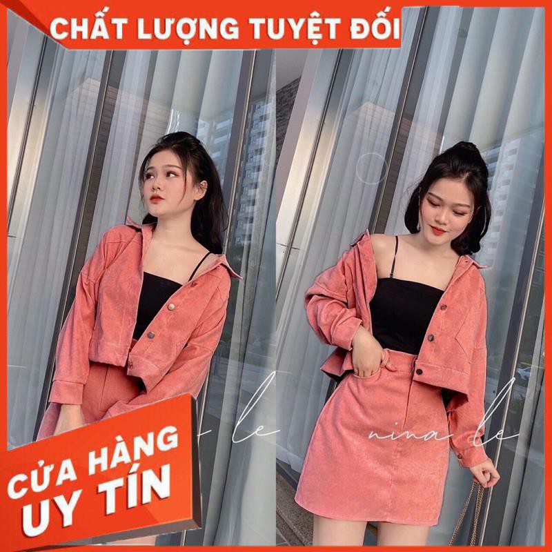 Set khoác chân váy A kaki cực xinh hàng có size | BigBuy360 - bigbuy360.vn