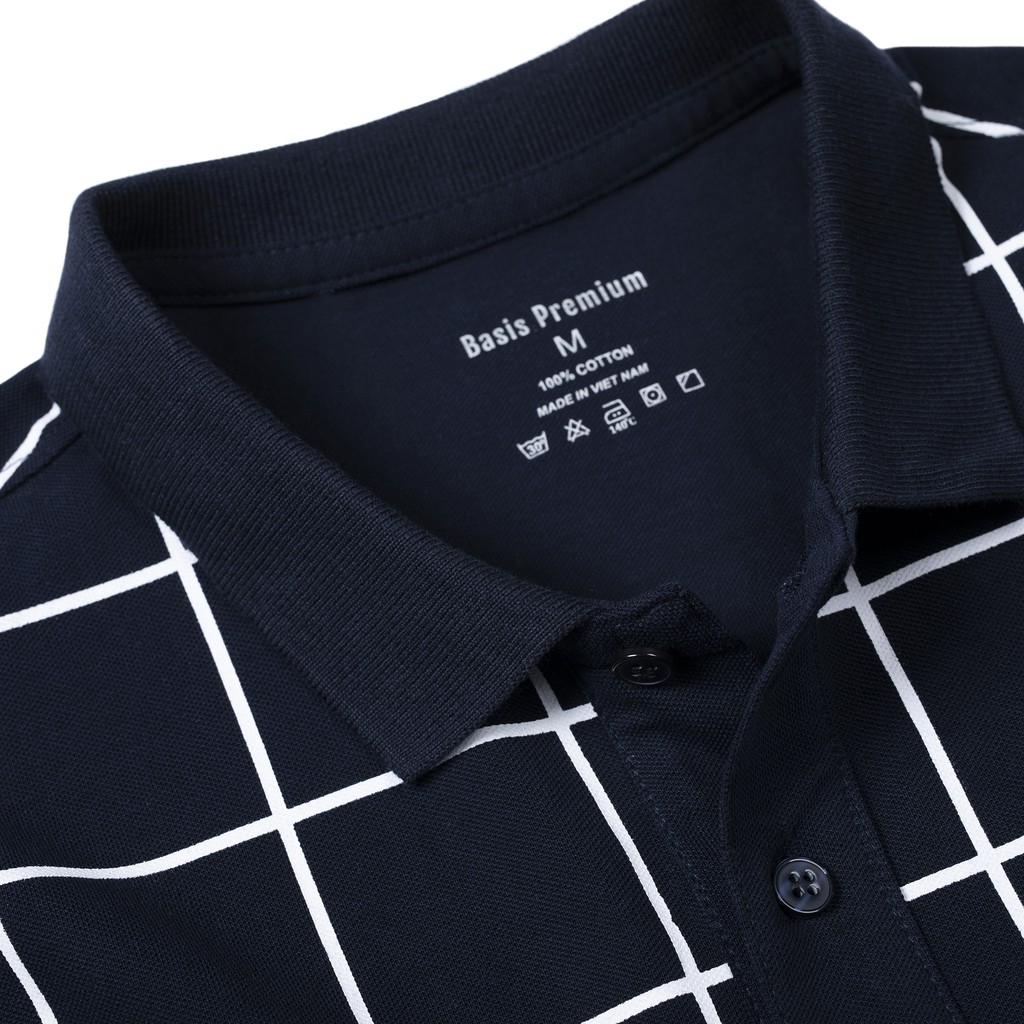 [Mã FAMALLT5 giảm 15% đơn 150K] Áo thun polo nam có cổ, chất liệu Cotton cá sấu phối sọc Basis APL202 | BigBuy360 - bigbuy360.vn