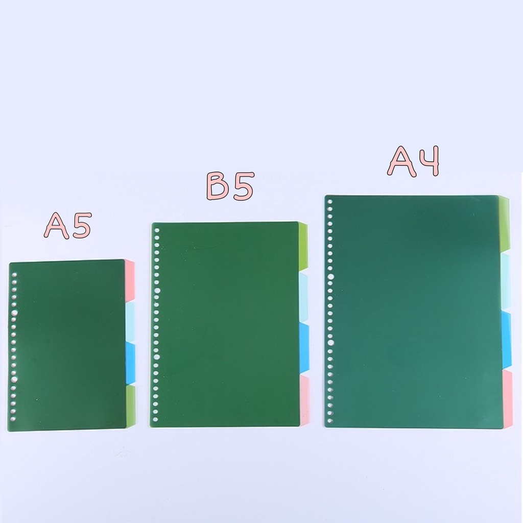 Set 4 tab phân trang A4 B5 A5 Béo shop bằng nhựa nhiều màu dùng cho sổ bìa còng 30 26 20 lỗ TAB2