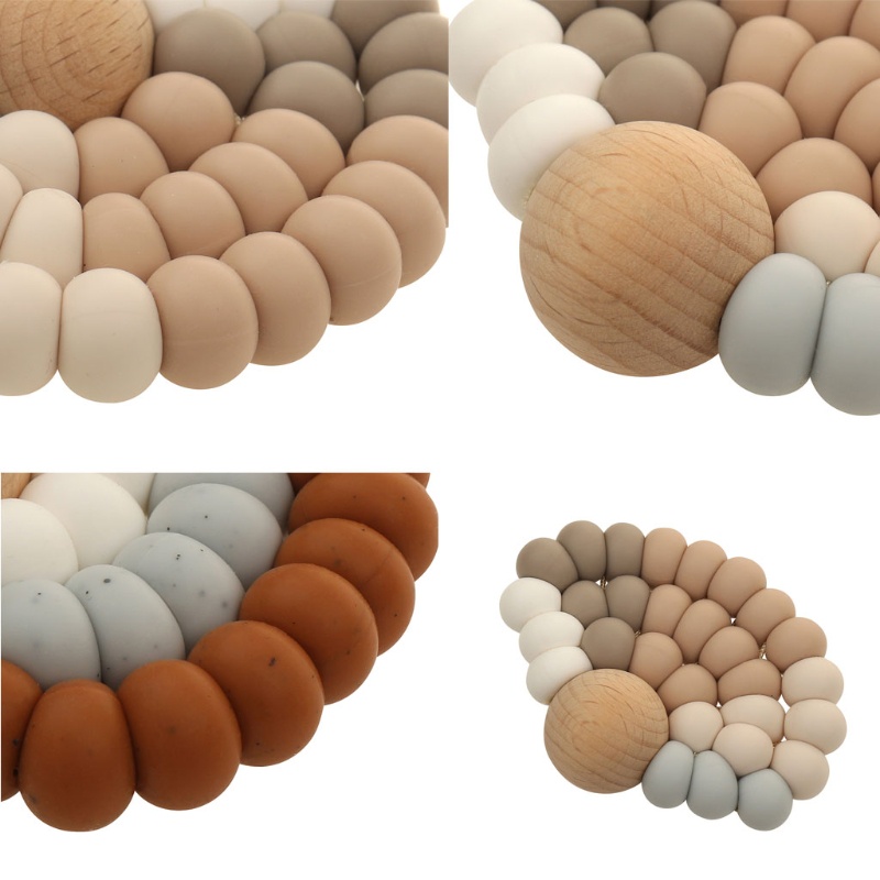 Đồ Chơi Gặm Nướu Cho Bé Bằng Hạt Tròn Phối Silicon Không BPA Dễ Thương