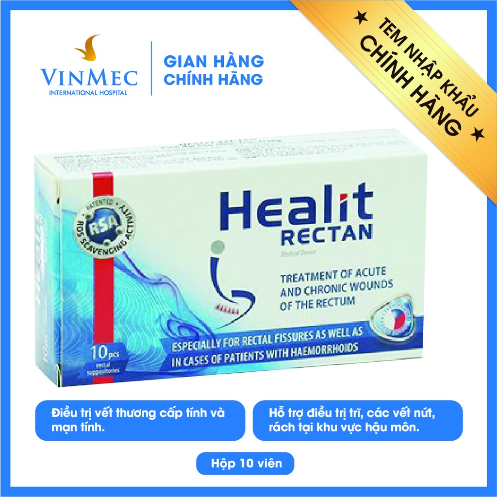 Viên đặt hỗ trợ bệnh trĩ HEALIT RECTAN (hộp 10 viên)