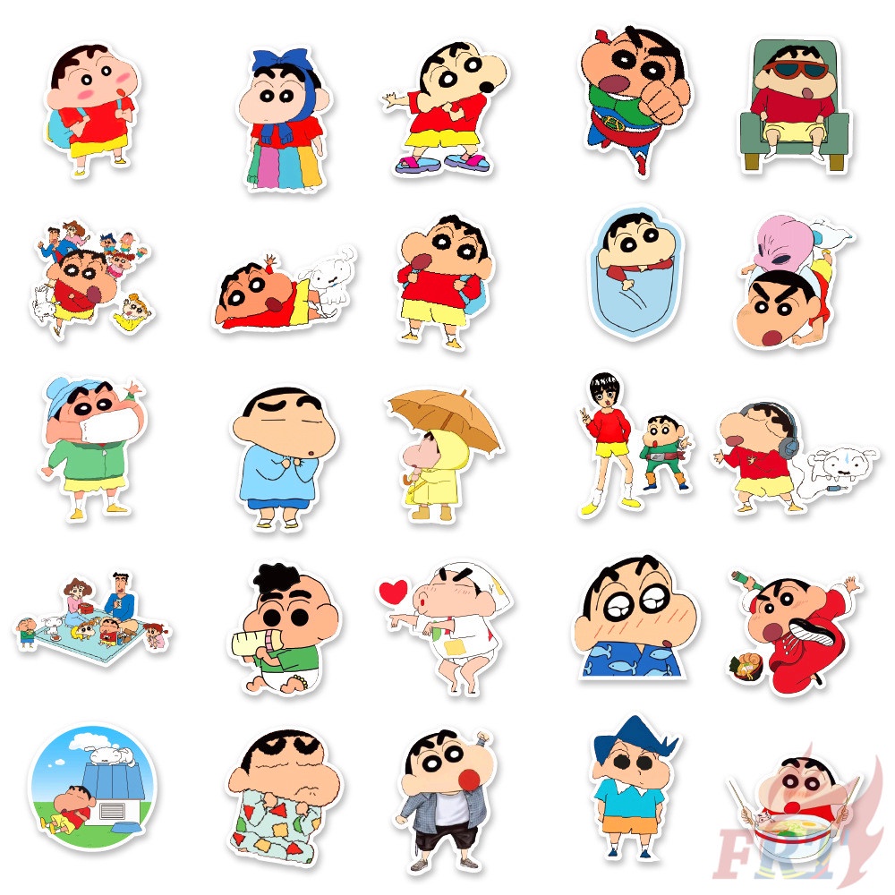Bộ 50 Cái ☆ Miếng Dán Trang Trí Hình Cậu Bé Bút Chì Shin-chan Series 05 ☆ Sticker Dán Tường Chống Thấm Nước Thời Trang