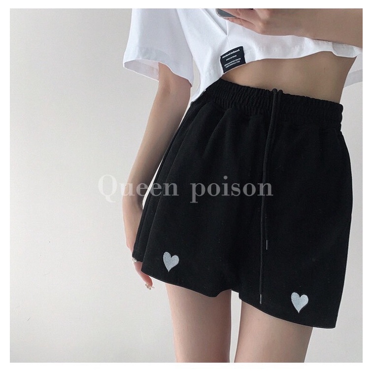 [SIÊU HÓT]Quần Đùi Ống Rộng Thêu Hình Trái Tim Xinh Xắn Cho Nữ | BigBuy360 - bigbuy360.vn