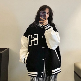 Áo khoác bomber chữ H nỉ thêu nam nữ