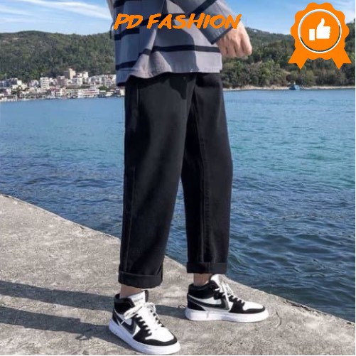 Quần vải jean bò baggy nam quần jean bò baggy nam đen Hottrend 2021 PD FASHION