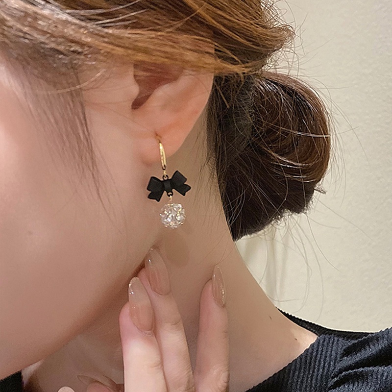 Khuyên tai mặt nơ đính đá zircon thời trang thanh lịch cho nữ