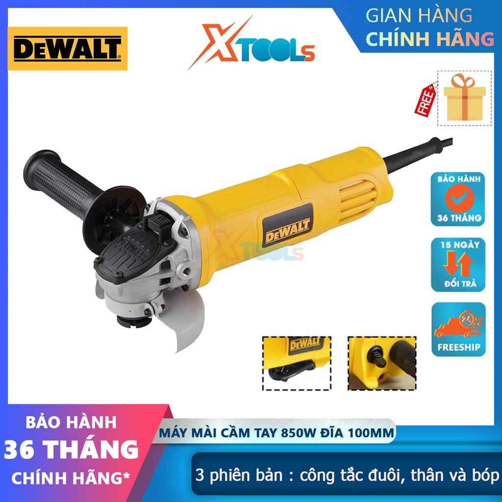 Máy mài góc cầm tay DEWALT 850W, đường kính đĩa 100mm, trục M10, máy mài công tắc đuôi, công tắc thân[CHÍNH HÃNG][XTOOLS