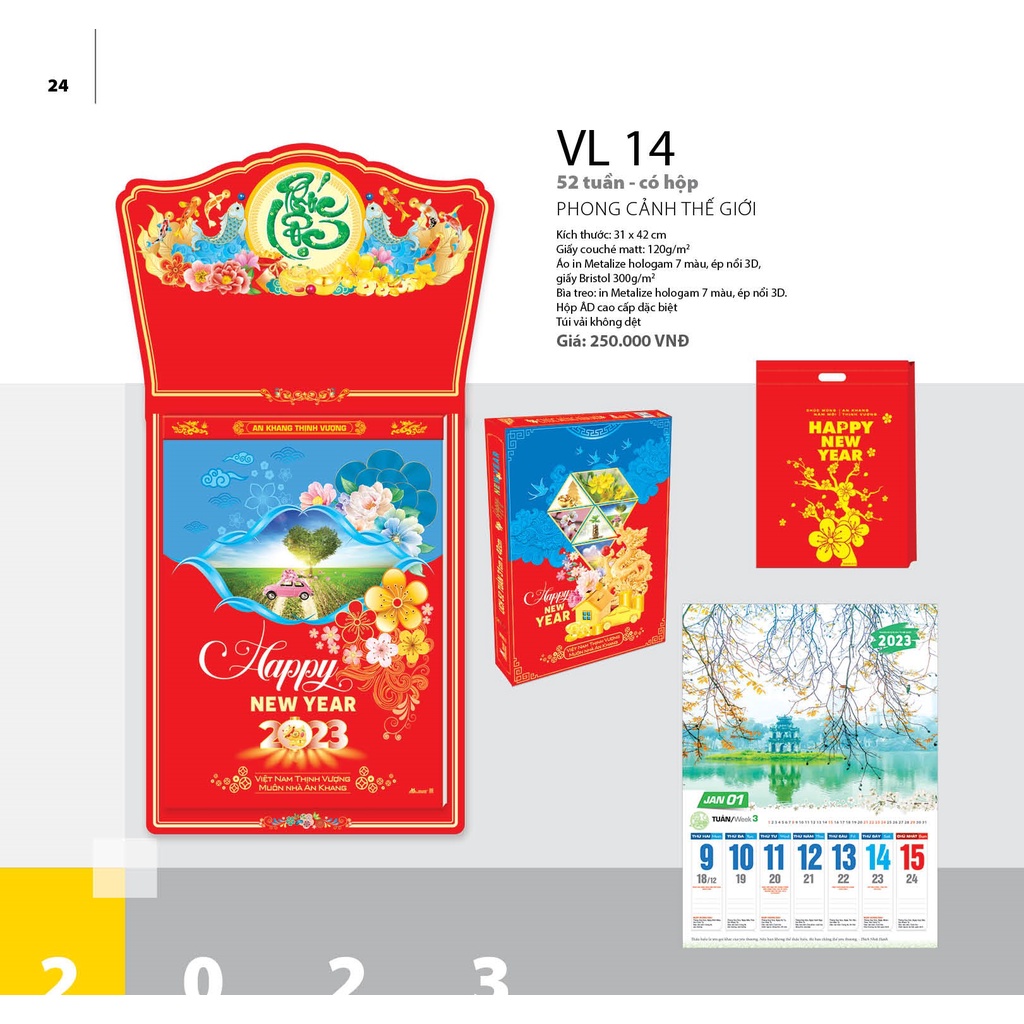 Lịch 2023: VL14 Phong Cảnh Thế Giới , VL15 Phong Thủy Cát Tường , VL16 Phong Cảnh Thế giới , VL17 Phong Thủy Cát Tường