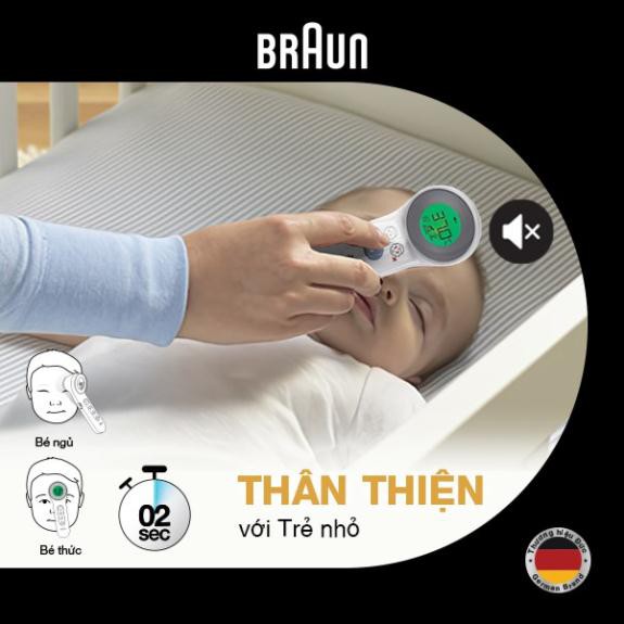 Nhiệt kế hồng ngoại đo trán Braun BNT400WE chuyên biệt cho từng độ tuổi