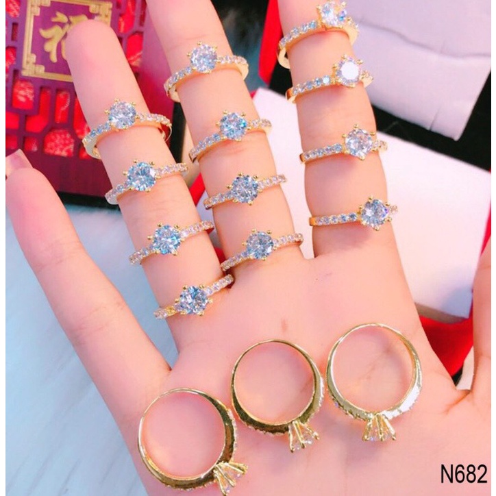 Nhẫn trơn nữ đính đá cao cấp N004 Namoo Jewelry