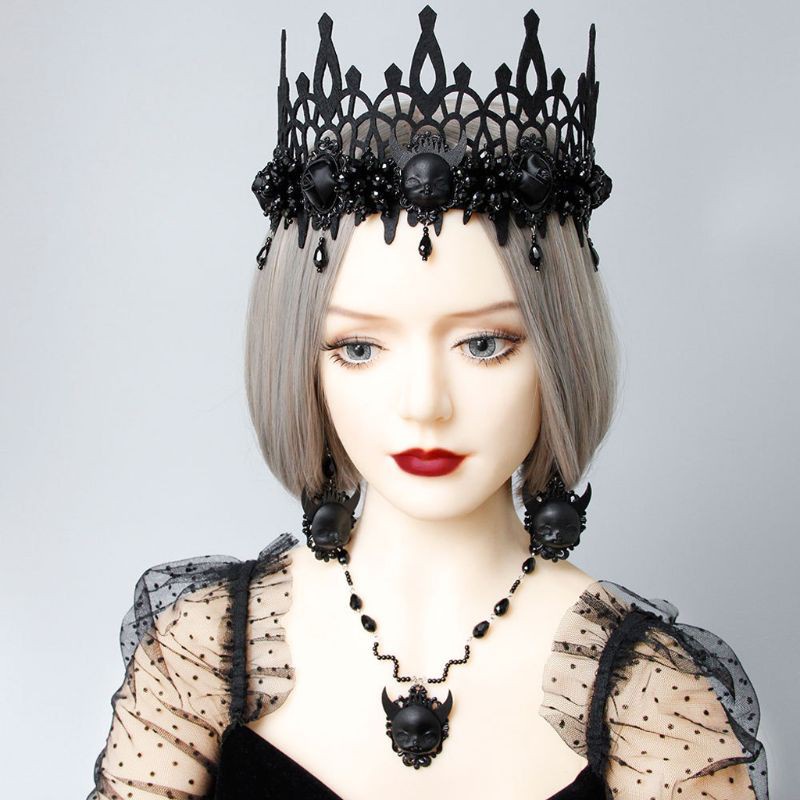 Khuyên Tai Dáng Dài Hình Ác Quỷ Màu Đen Phong Cách Lolita Gothic